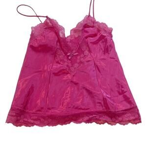 Formfit adorable hot pink lace lingerie top with bow details and silky fabric